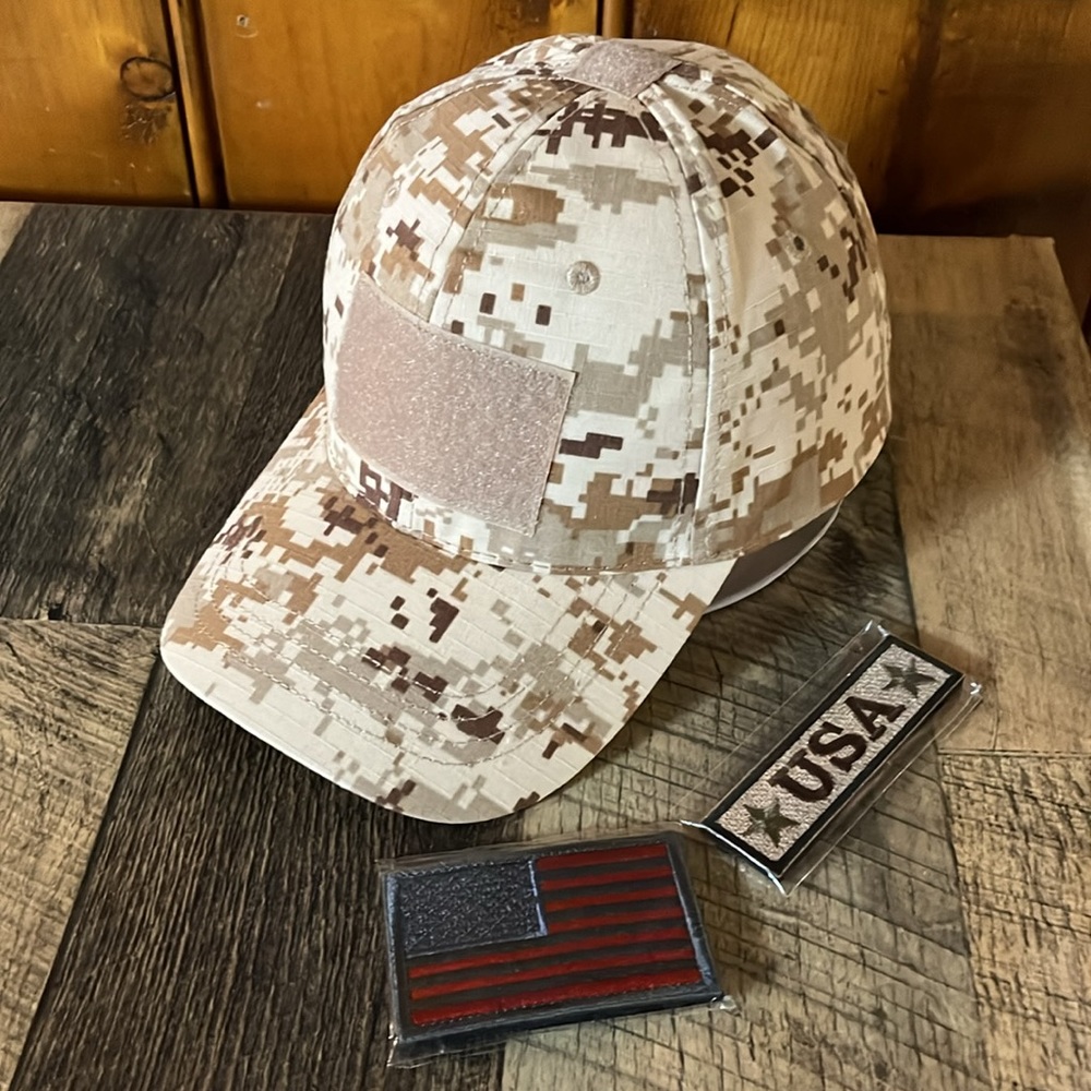 RIP STOP DESERT DIGITAL CAMO HAT WITH HOOK AND LOOP PATCHES - Picture 5 of 7